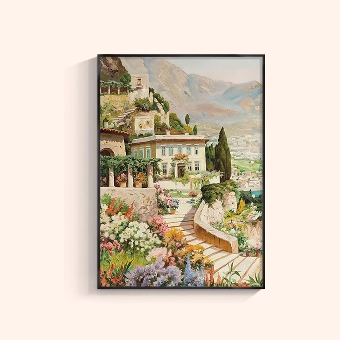 斋普尔花园中古风电表箱装饰画法式复古遮挡竖款配电箱电闸盒挂画