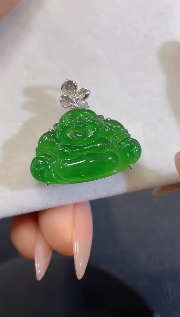 吊坠(不含链)18K金镶嵌翡翠团购4