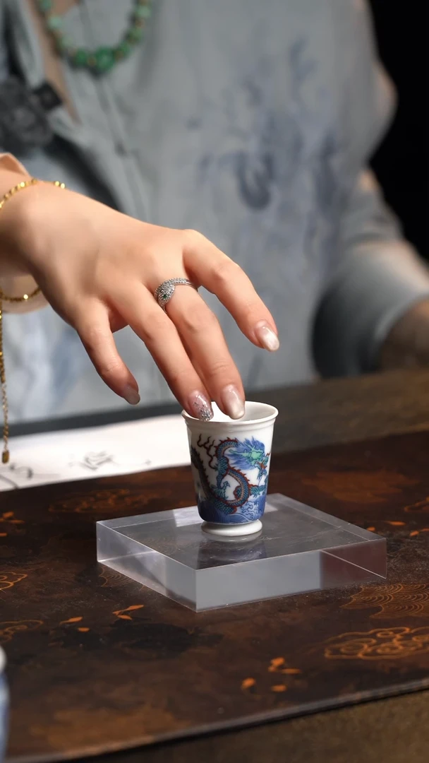 【闪购商品】J涂杏花窑斗彩鱼化龙闻香杯