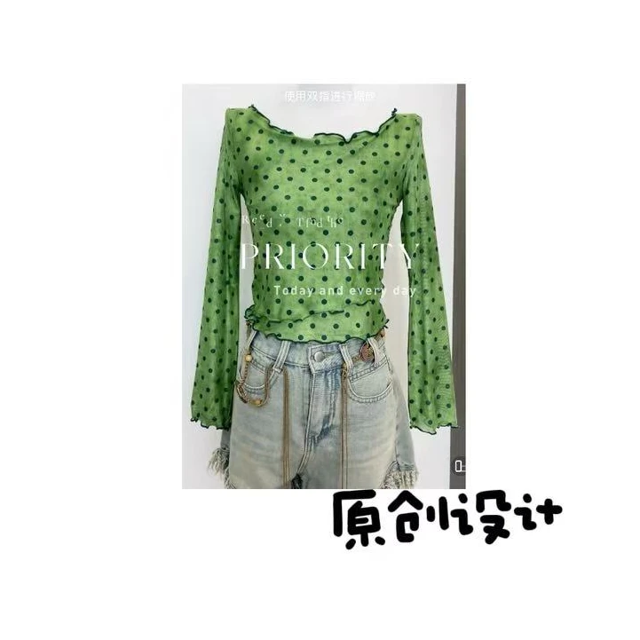 【二号女装】双层扎染晕染网纱衣长袖t恤女上衣12