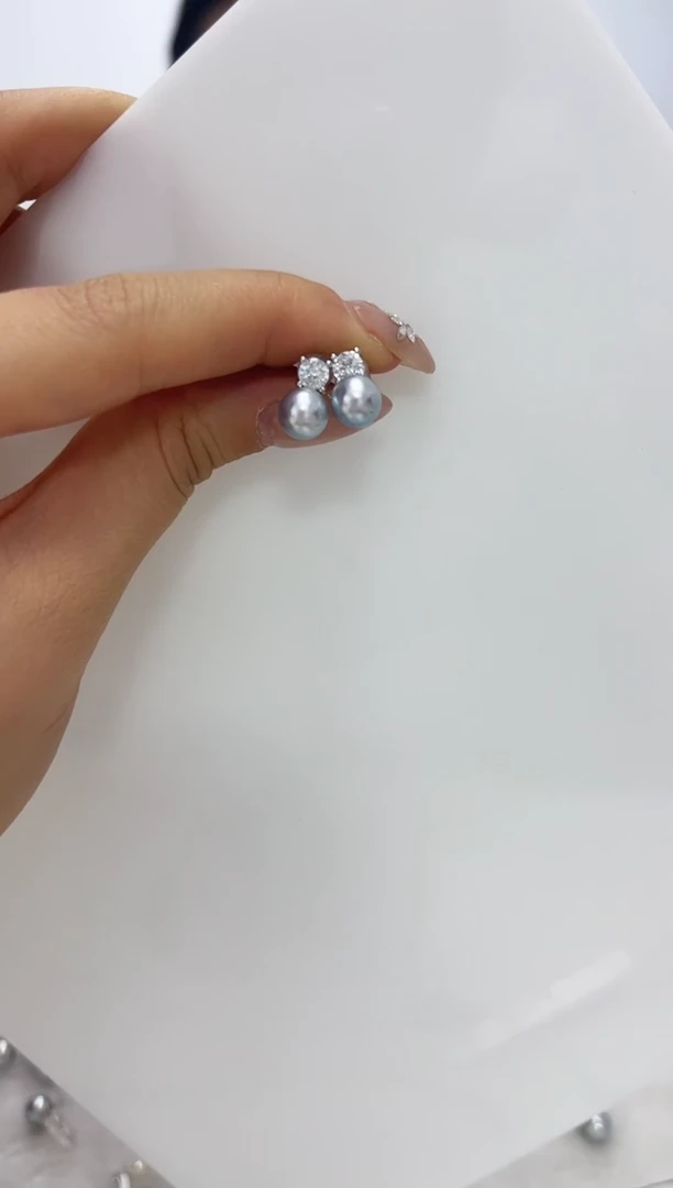 【闪购商品】海水珍珠DA银S925镶嵌耳钉 7 A622