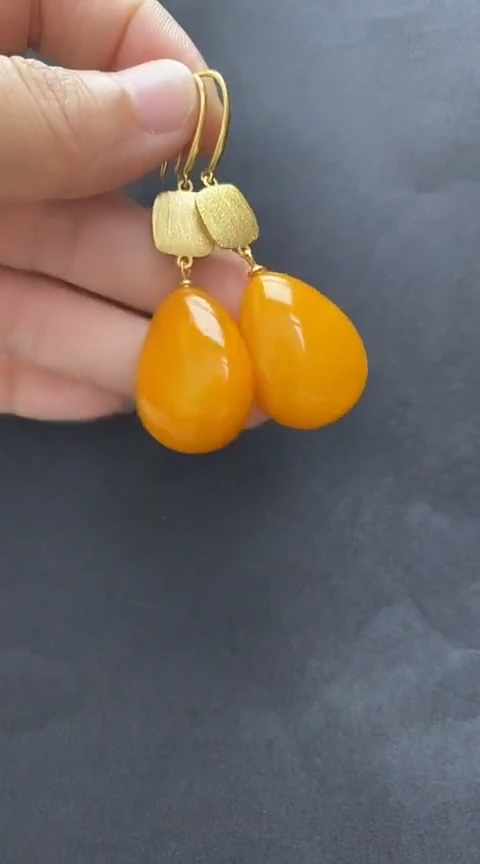 未镶嵌琥珀裸石蜜蜡耳坠