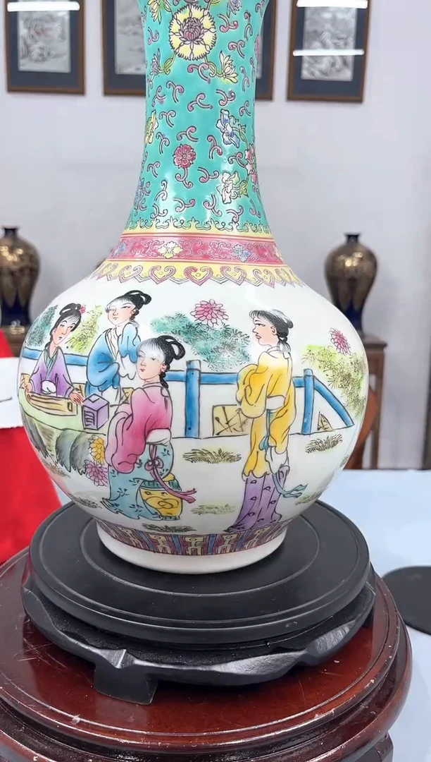 摆件B18-19 美女赏瓶