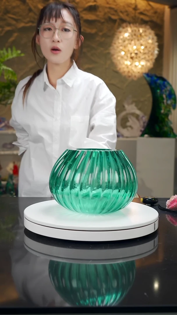 手工艺品琉璃湖水绿花器