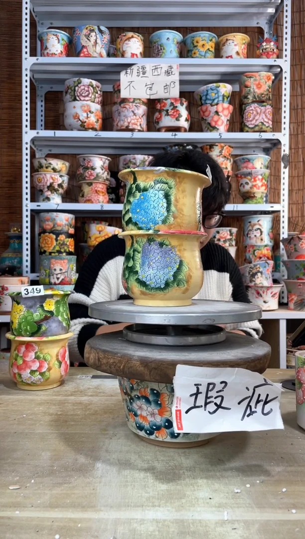 【闪购商品】摆件707陶花岛多肉陶瓷花盆罐——微瑕