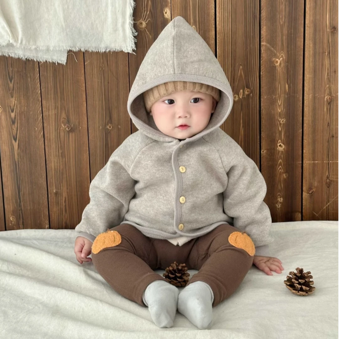 婴儿衣服秋季连帽外套2025新款宝宝秋装长袖开衫纯色上衣童装Z059