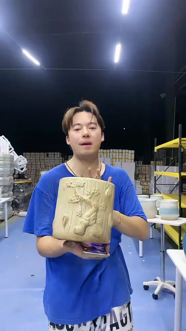宜兴紫砂粗陶花盆