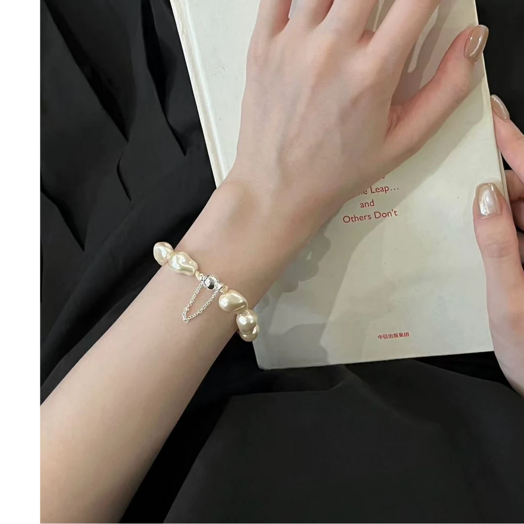 铜合金仿珍珠手链 韩系小众精致轻奢气质高级感巴洛克手串女