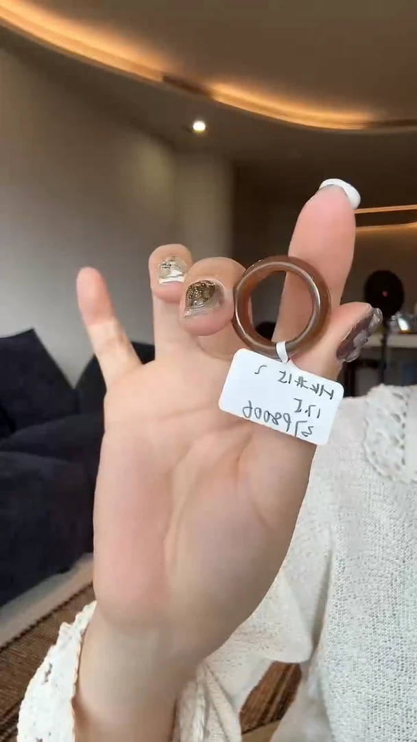 和田玉戒圈未镶嵌红糖15码