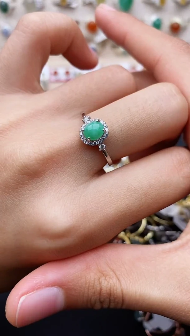 【闪购商品】翡翠戒指银S925镶嵌缅甸翡翠