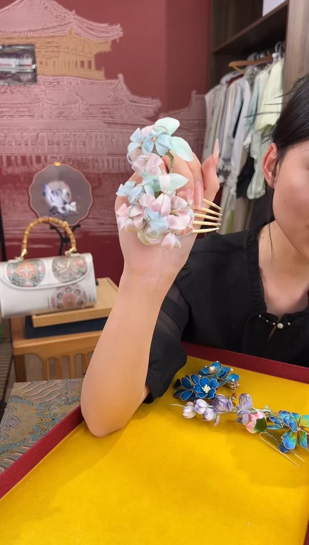 刺绣 非遗绒花（发饰）