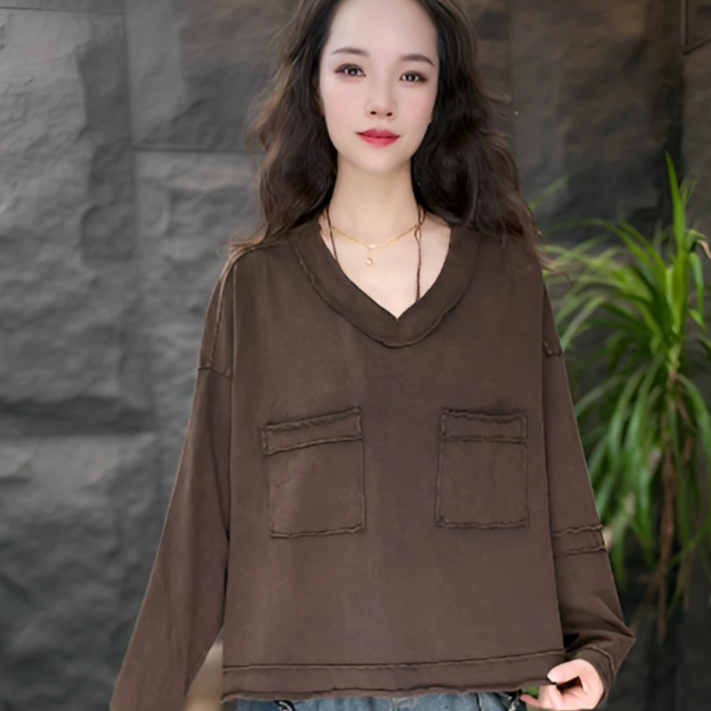 JJ宽松型做旧短袖复古港风T恤百搭休闲迷彩风中性风春秋长袖