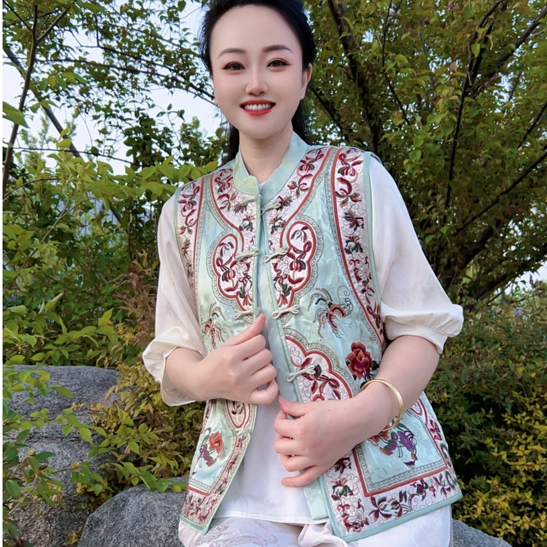2815新款  国风绣花马甲时尚百搭女士中式中国风