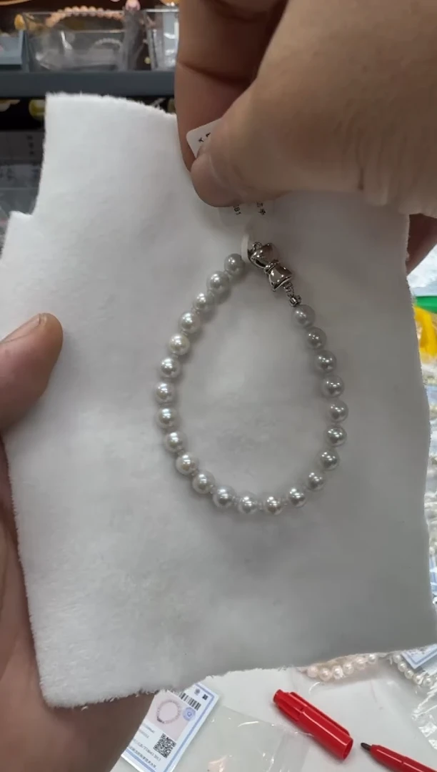 【闪购商品】海水珍珠手链银S925镶嵌5-6mm