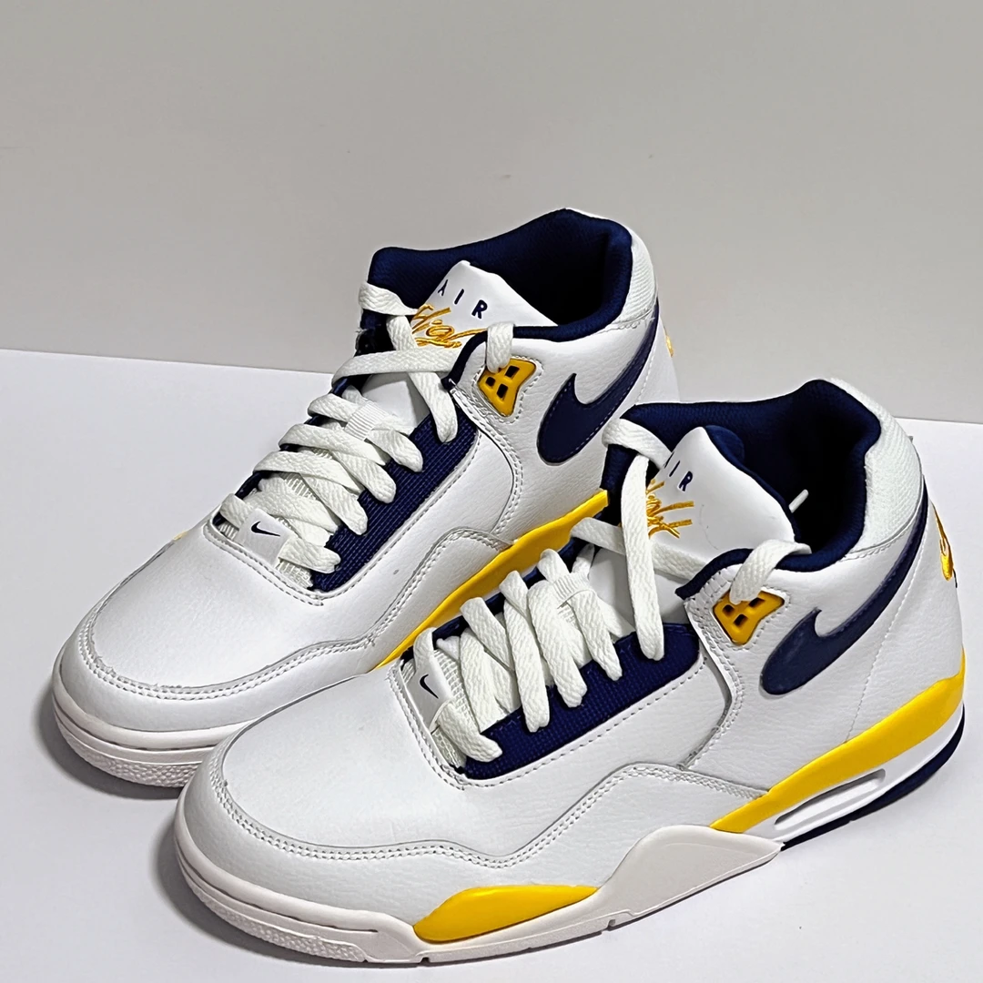 Nike耐克Flight Legacy男款中帮白黄湖人配色运动篮球鞋官方正品