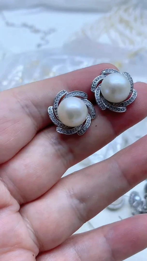 未镶嵌耳饰淡水珍珠11-12