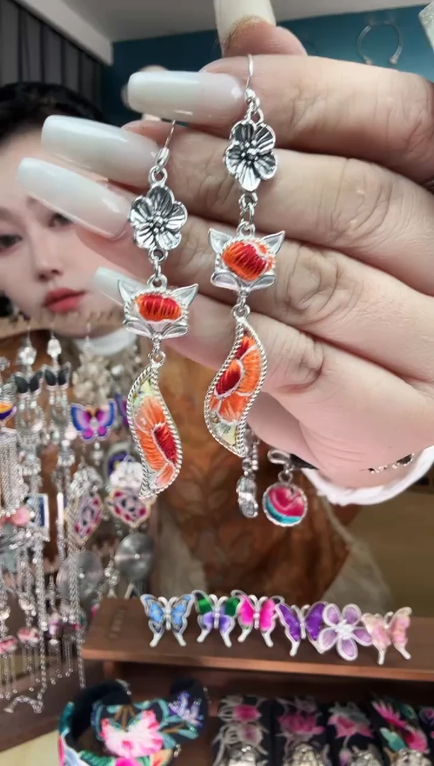 刺绣纯手工民族风刺绣耳环