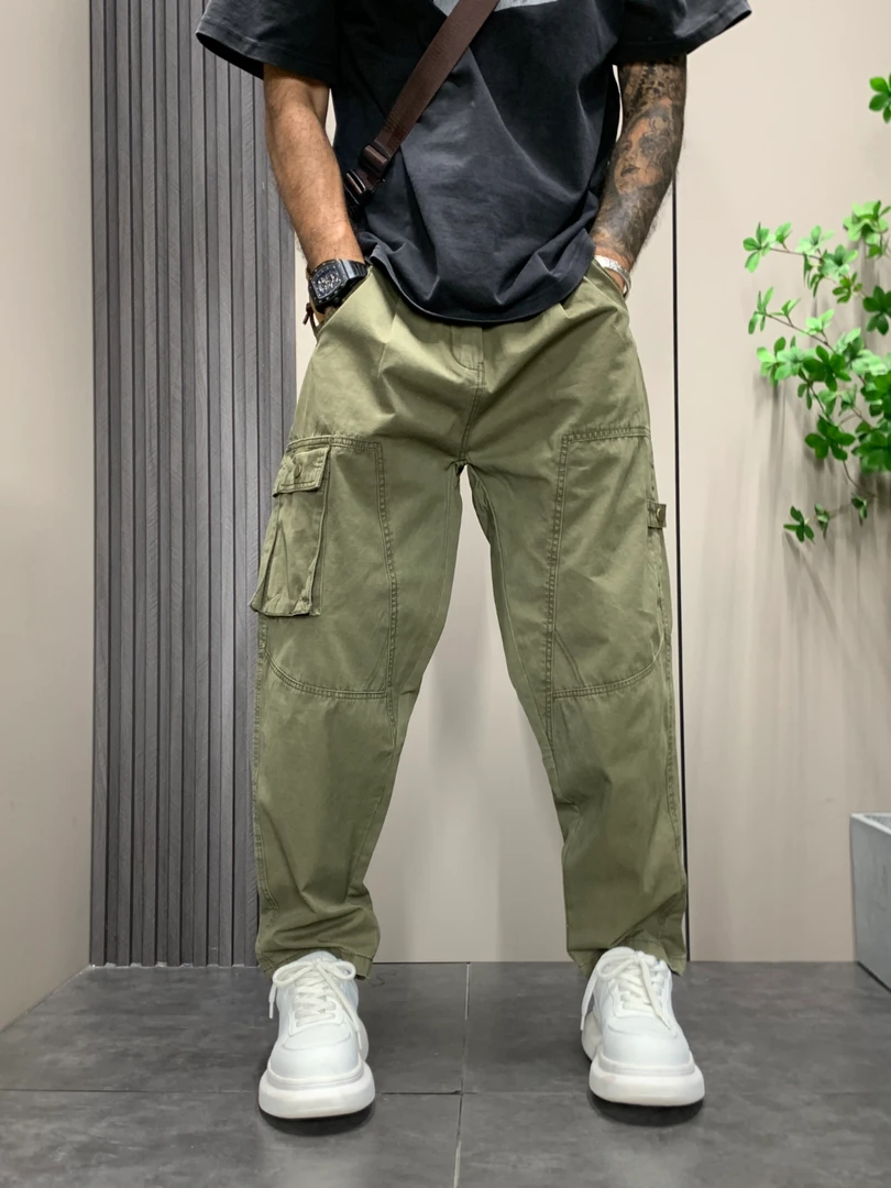 2025秋季新款潮流痞帅抽绳户外休闲裤时尚百搭哈伦工装裤潮流宽松