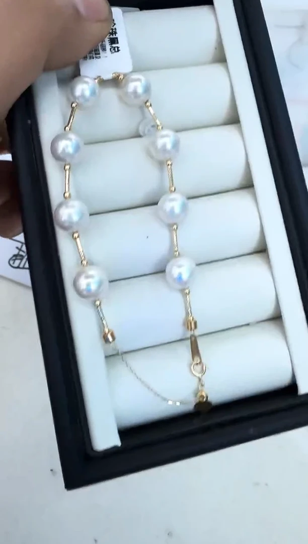 【闪购商品】海水珍珠手链18K金镶嵌手链