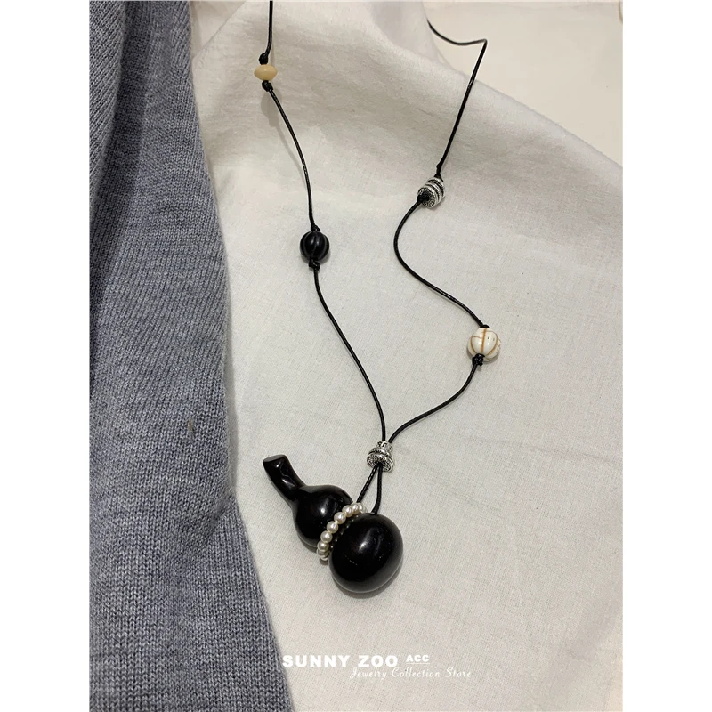 非金属布艺项链 醉花壶 葫芦长项链新中式复古挂件百搭ins简约