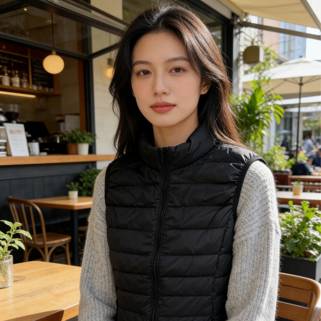 2025女秋冬季新款排骨款鸭绒显瘦马甲