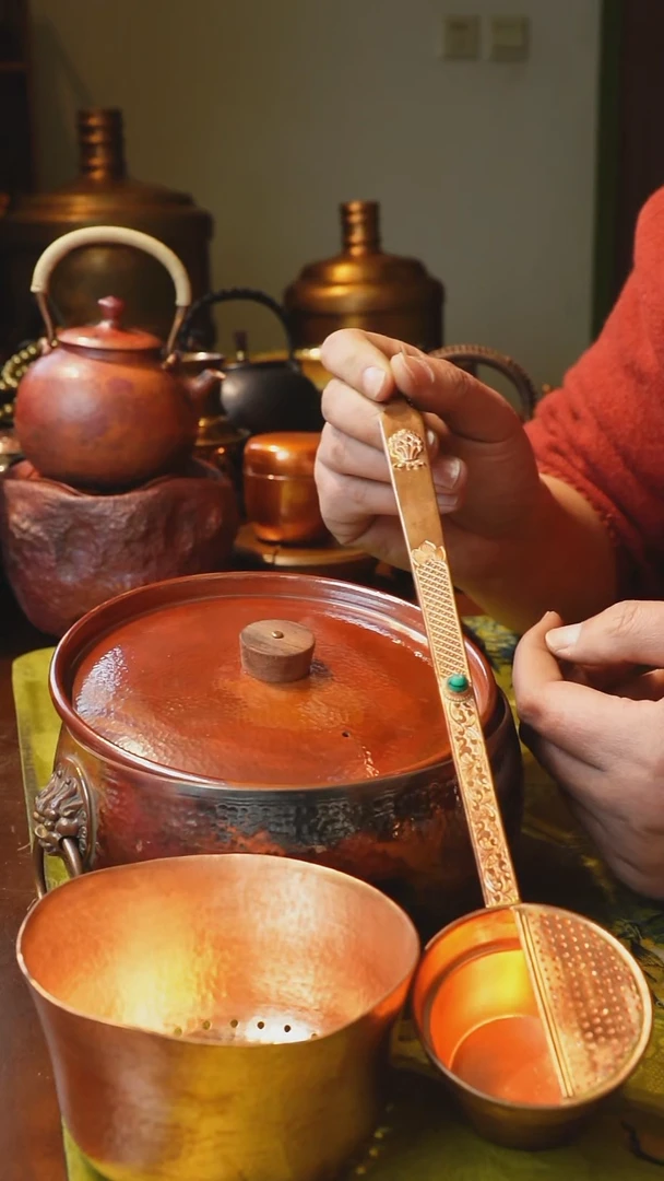 纯紫铜古法煮茶器