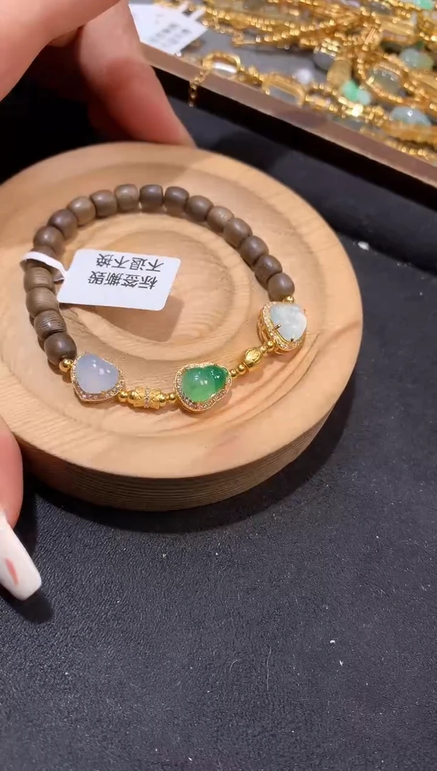 银S925镶嵌手串翡翠手串