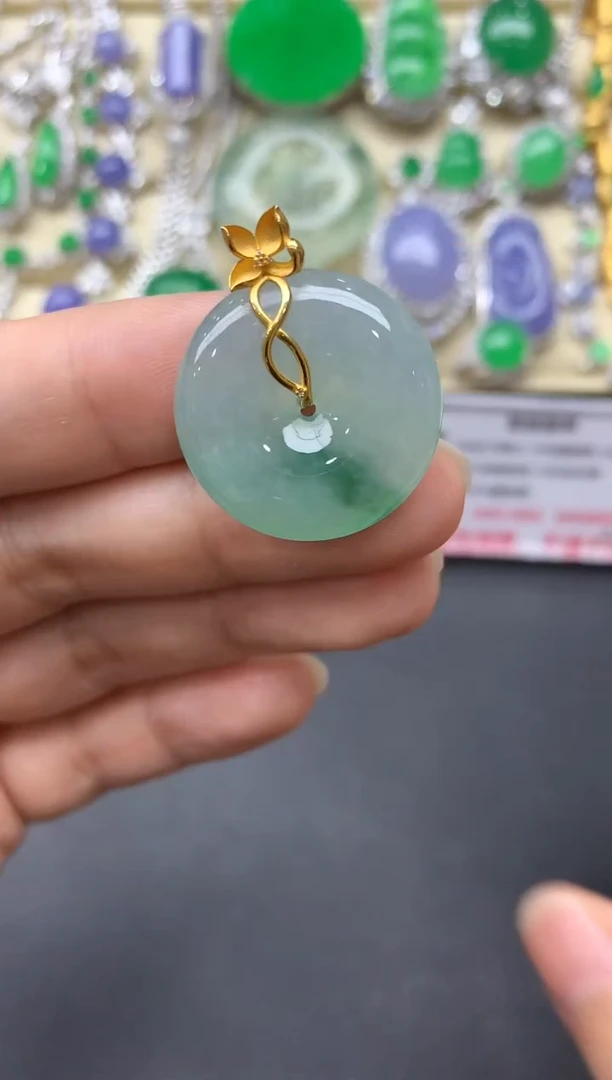 翡翠18K金镶嵌颈饰429-中国好珍宝