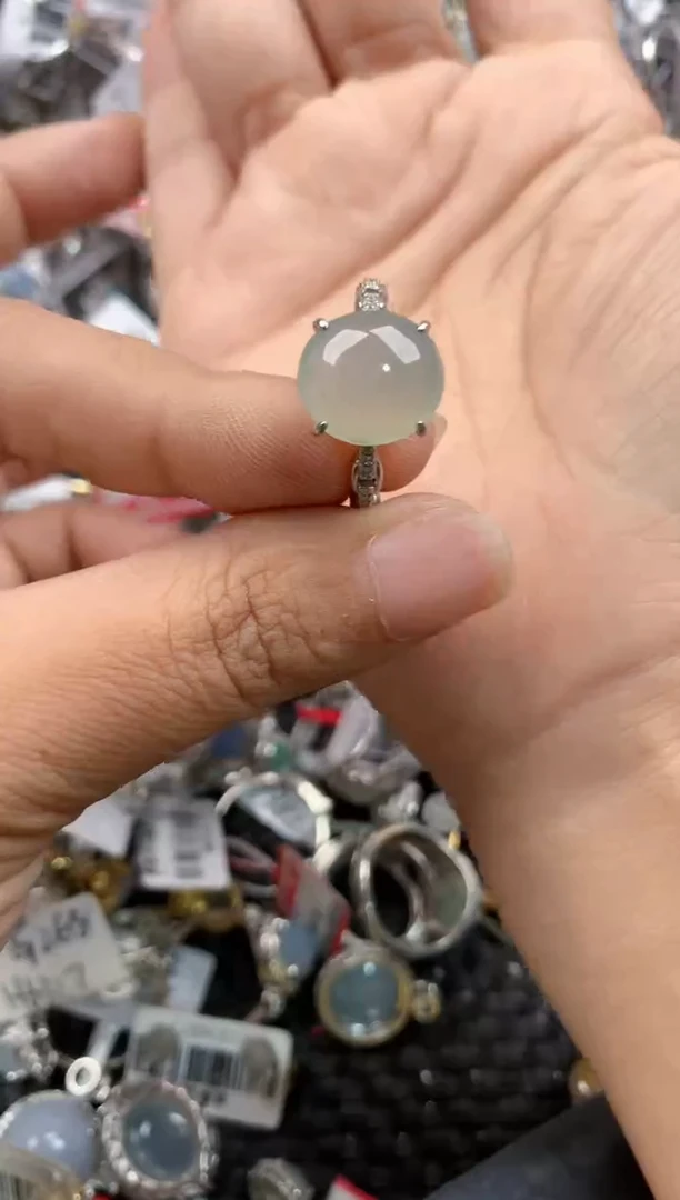 银S925镶嵌戒指翡翠222          1