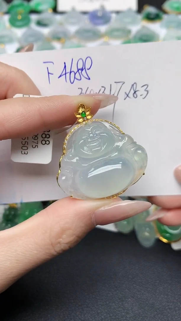 颈饰18K金镶嵌翡翠天然缅甸A货翡翠百元以上9元证书费自理