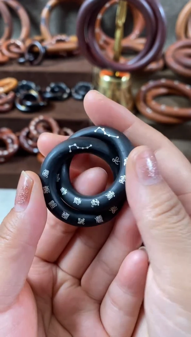 木枣木玉化2.5小圈镶银十字讳字全品