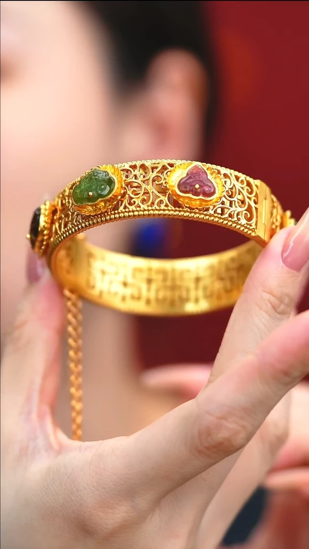 银S925镶嵌手镯翡翠新款