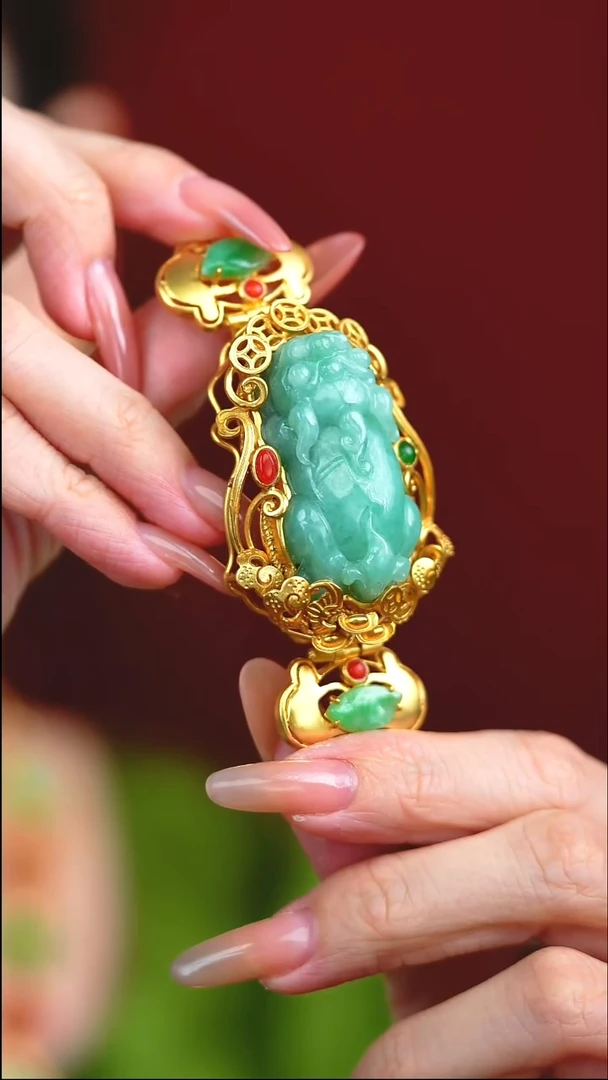 银S925镶嵌手链翡翠新款