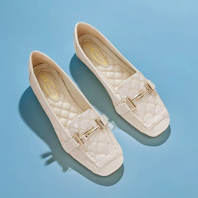 心芘漆皮休闲豆豆鞋夏季百搭浅口一脚蹬防滑平底单鞋软底乐福瓢鞋