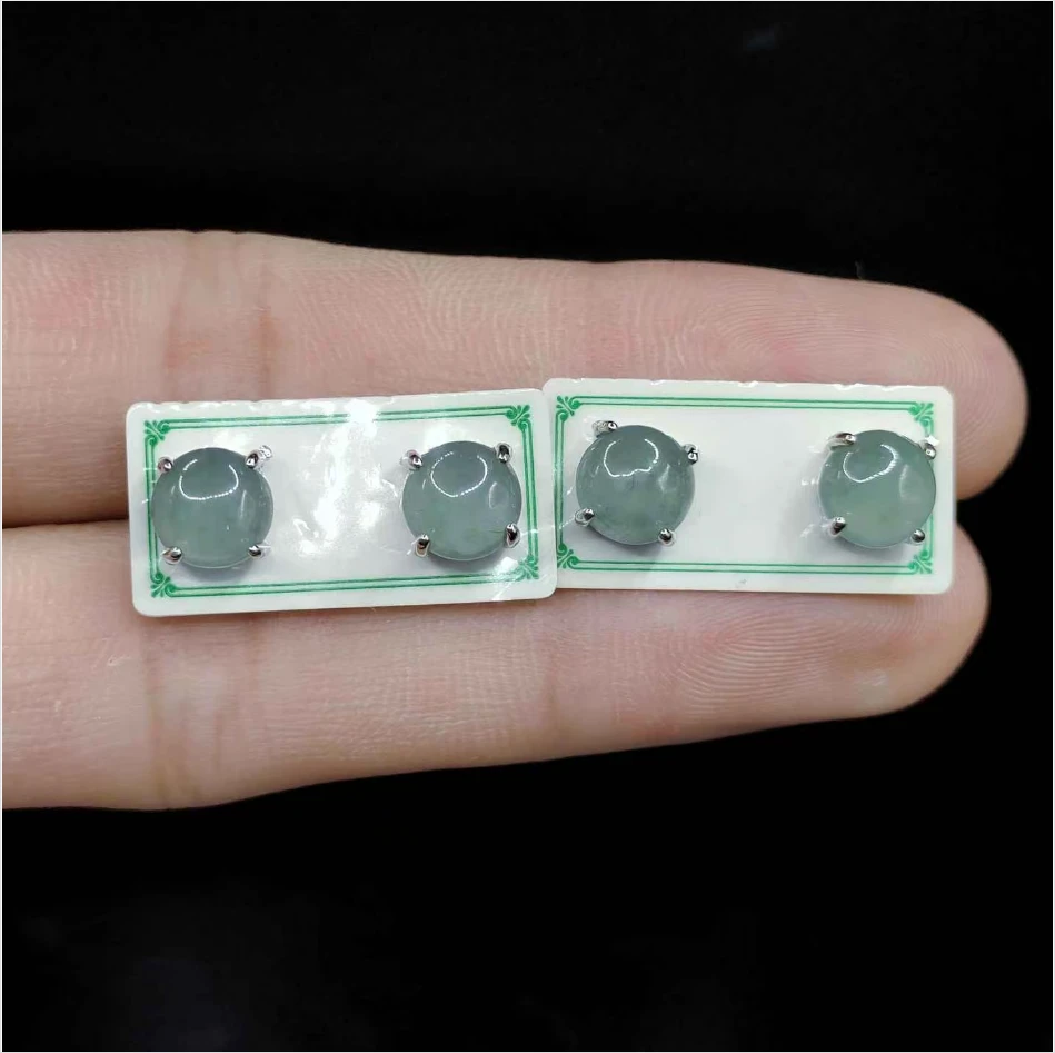 【老三珠宝】翡翠蛋面耳钉S19RL【多样性发其一】约6-4mm
