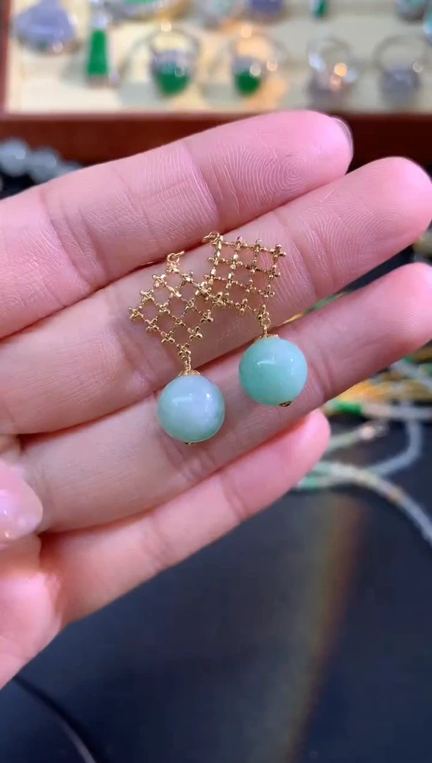 18K金镶嵌翡翠耳饰耳饰|1300+65