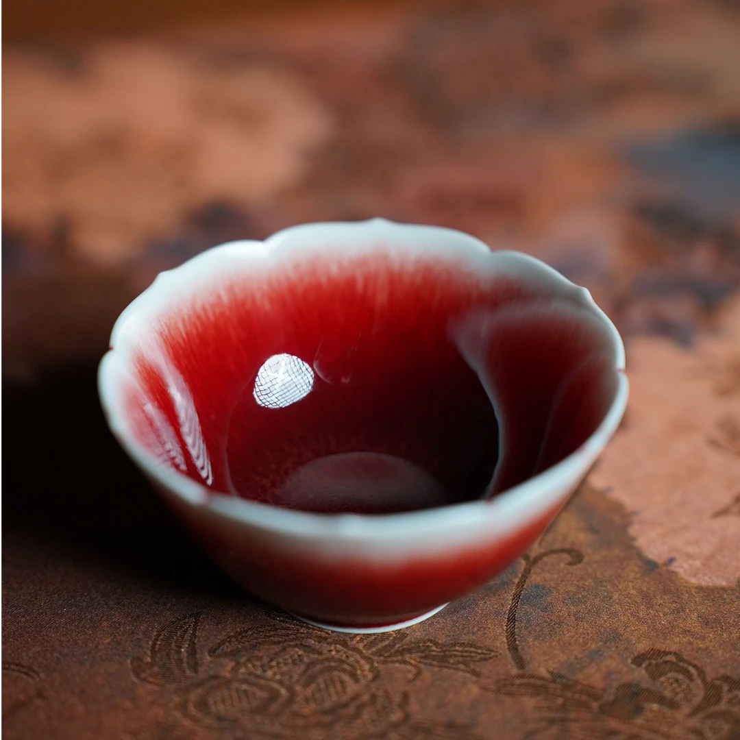 正春堂郎红大葵口陶瓷杯