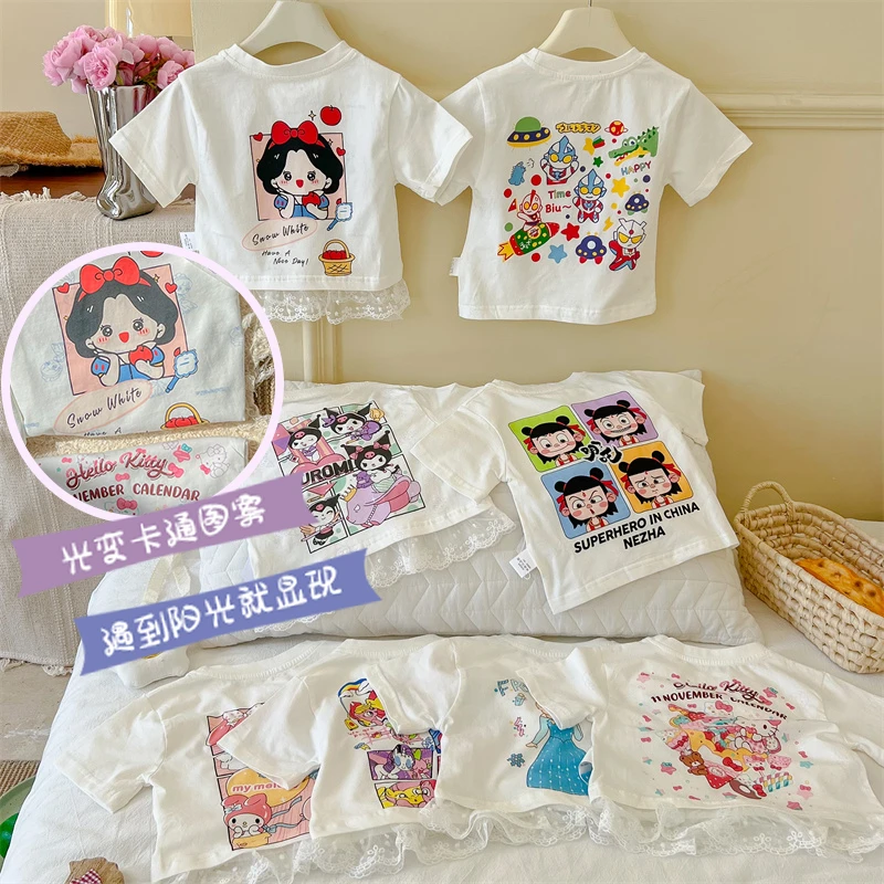 现【光变儿童T恤】2025款儿童卡通遇见阳光会变图案短袖纯棉T恤可爱