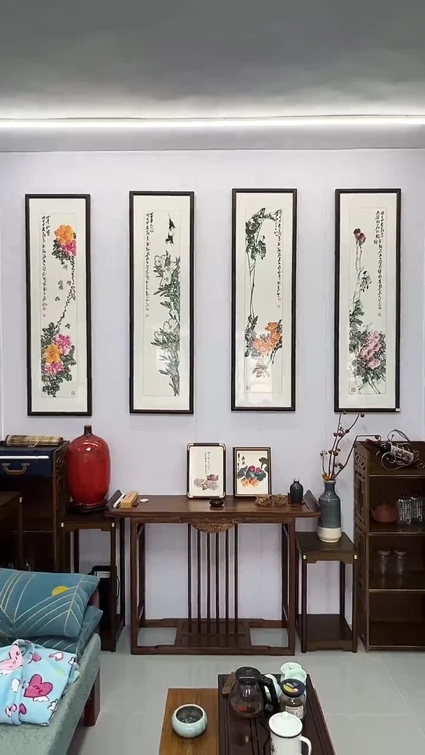 国画高启太 130*35 春夏秋冬 四条屏