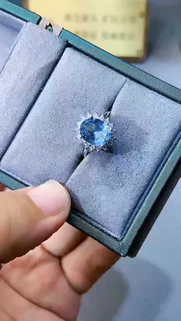 【闪购商品】海蓝宝石戒指银S925镶嵌156