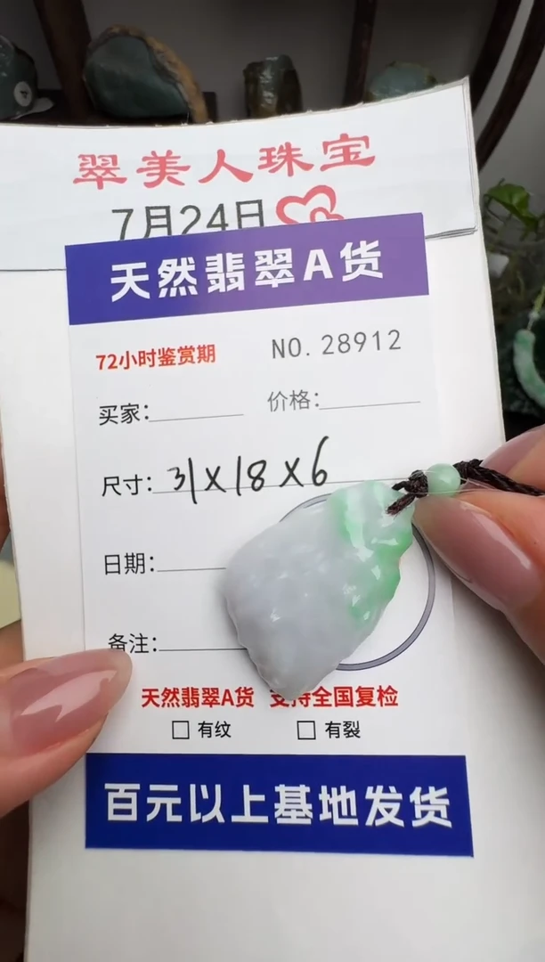 翡翠未镶嵌颈饰原石28912