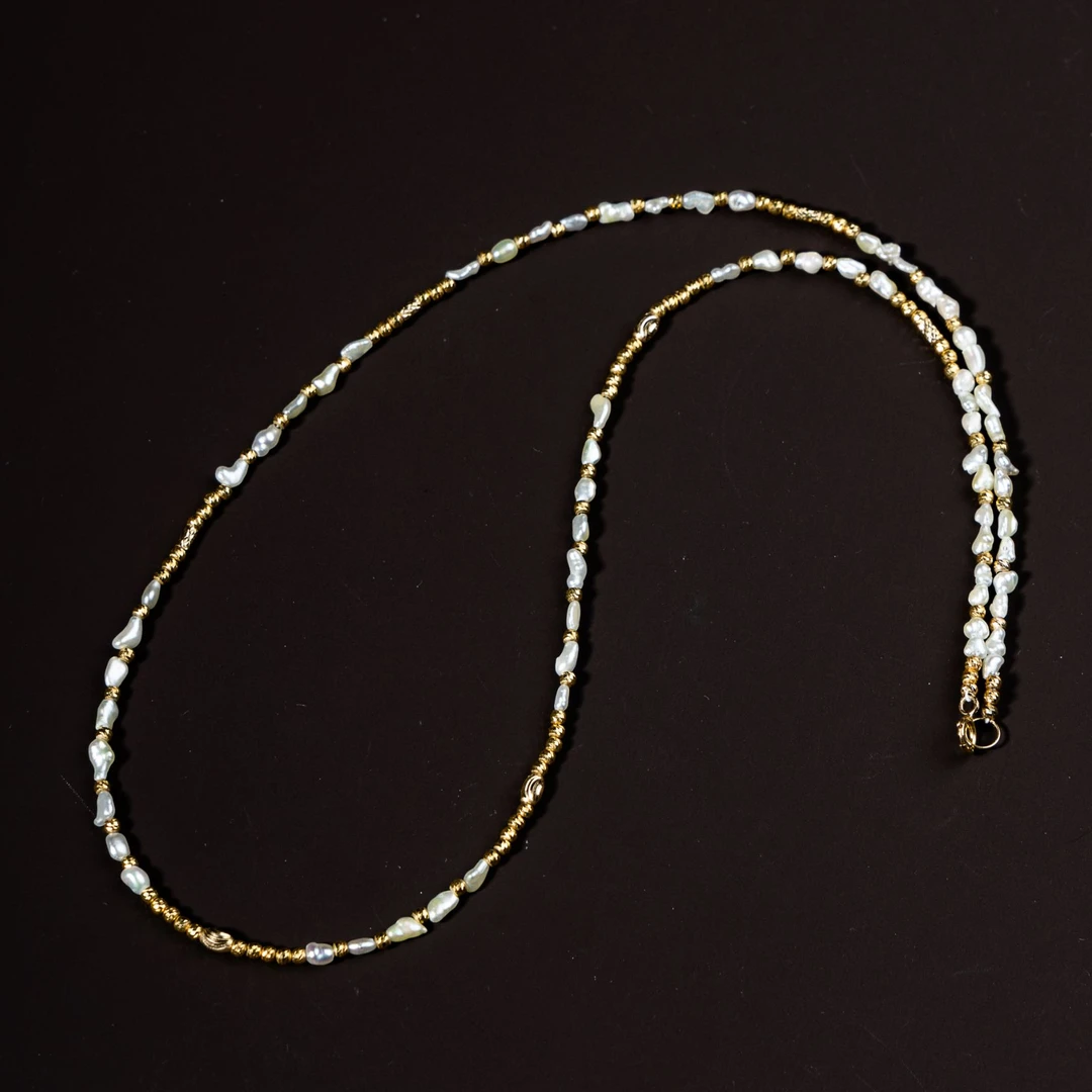海水珍珠项链-18K金-卡2~3mm-XT38-BK|BZZ2