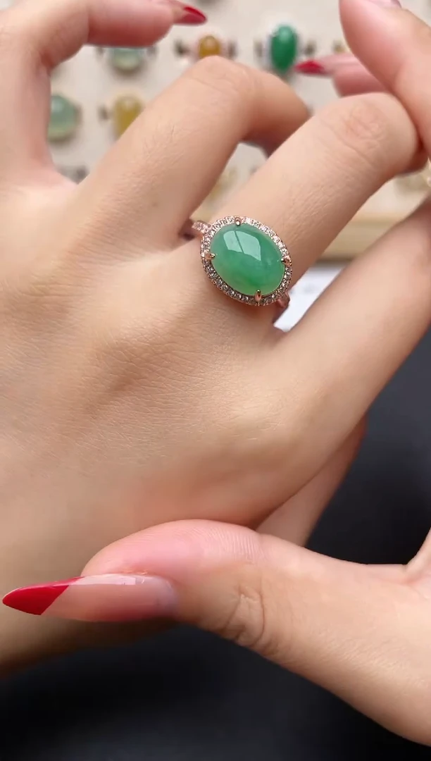 【闪购商品】翡翠戒指银S925镶嵌一物一证一礼盒