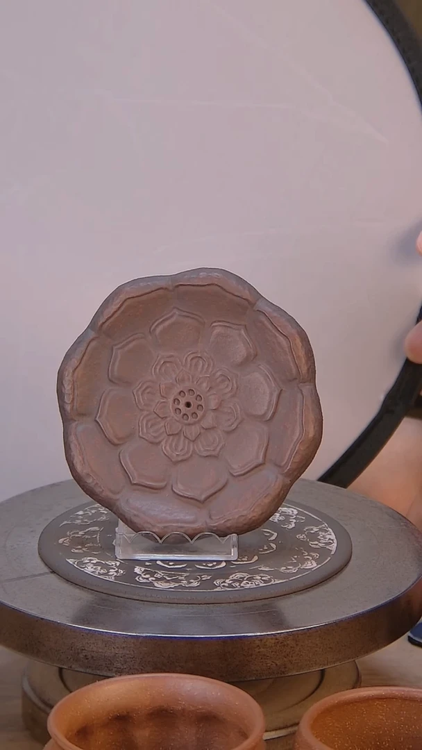紫砂茶宠插香莲花碟