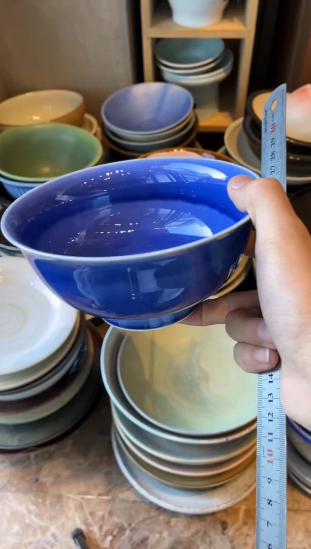 【闪购商品】瓷片397   微瑕长生蓝面碗1个