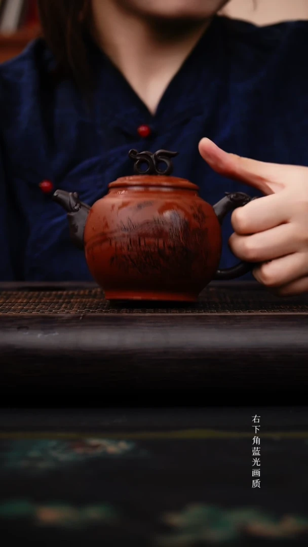 茶壶紫砂高黑拼红泥