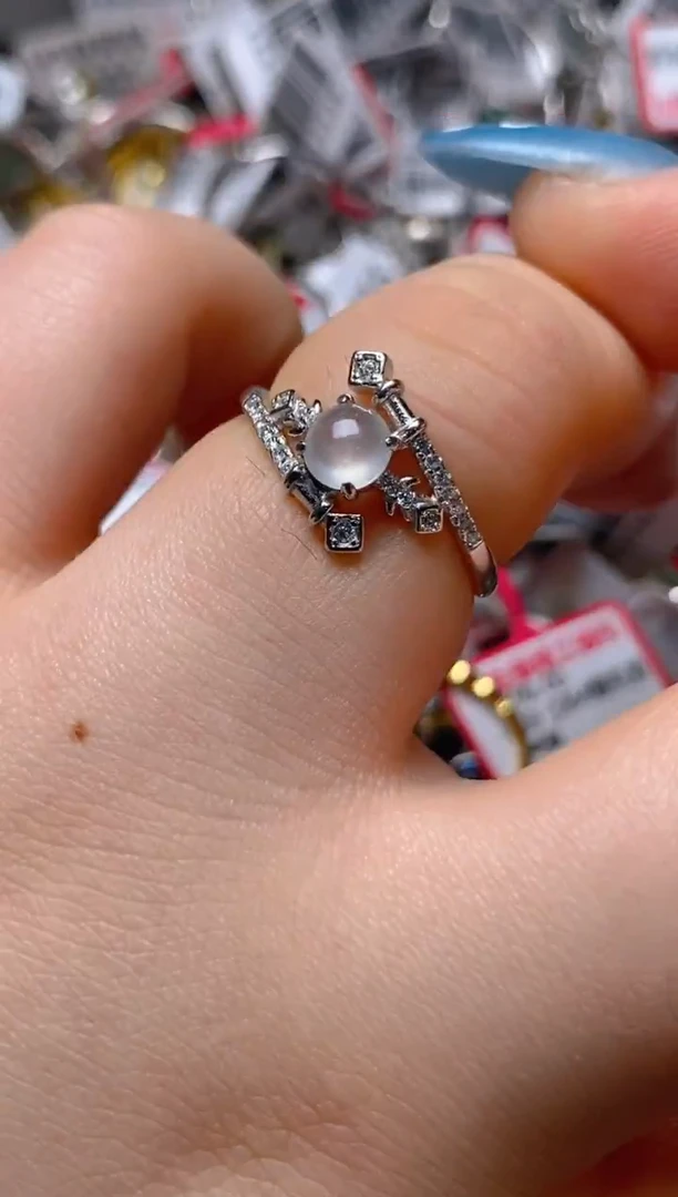 银S925镶嵌戒指翡翠百内无证书