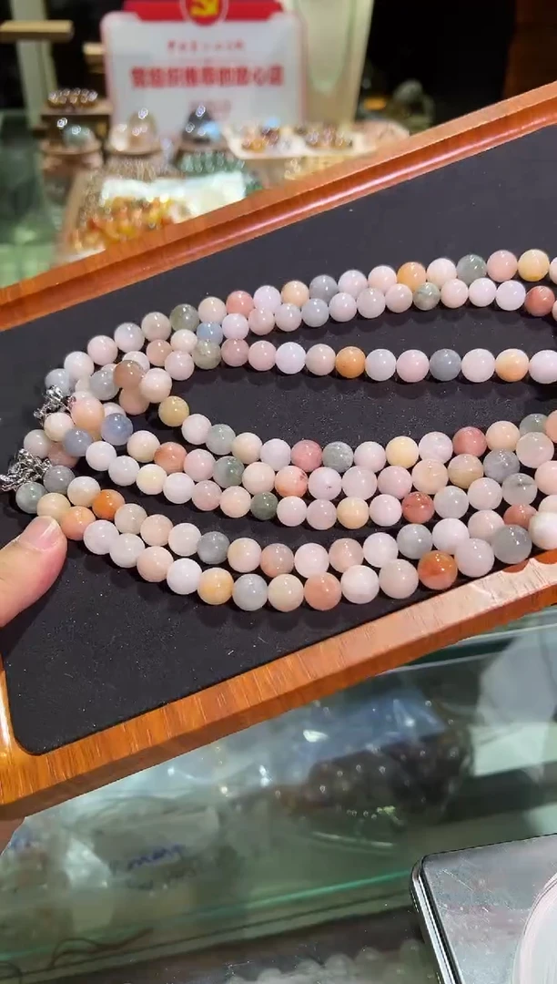 项链未镶嵌水晶11-12mm+莫兰迪彩兔毛（多样性发一）