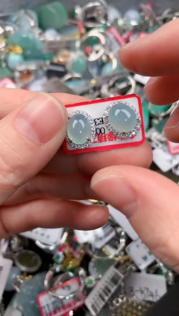 银S925镶嵌戒指翡翠999---3