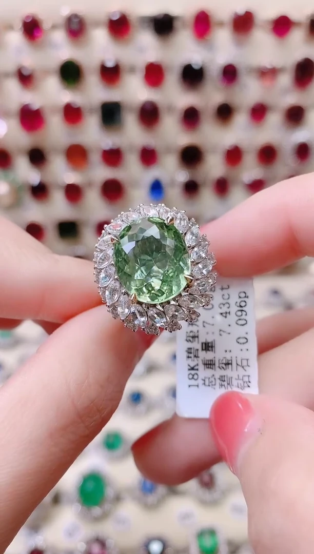 18K金镶嵌18K金戒指碧玺1